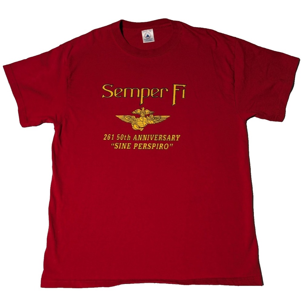 VTG USMC Semper Fi 261st 50th Anniversary‎ "SINE PERSPIRO" T-Shirt - Men Large